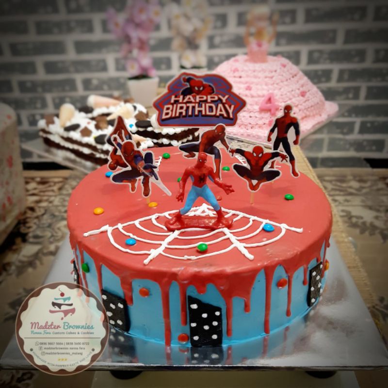 kue ulang tahun spiderman / tart brownies / kue ultah anak / tart brownies anak