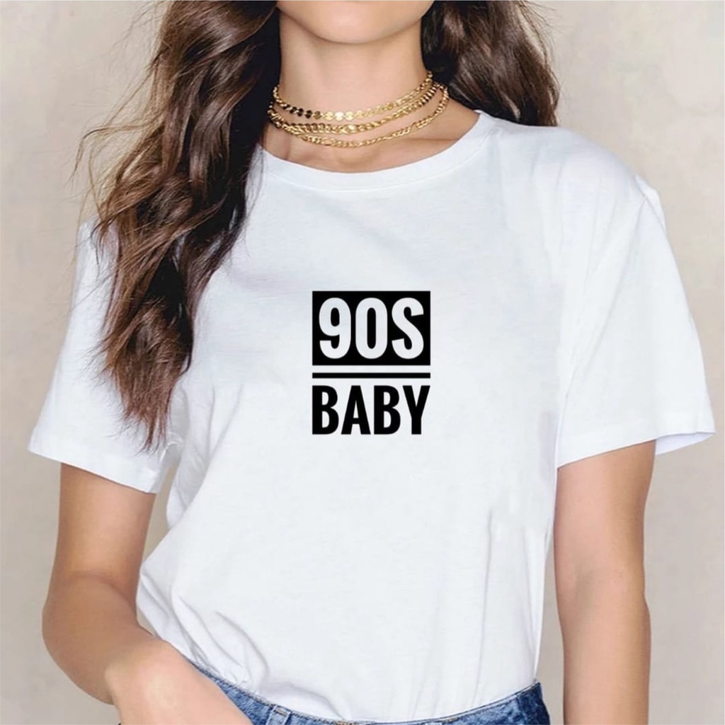 Kaos Wanita 90S BABY / Tshirt Combed 30s Wanita / Tumblr Tee / Atasan Baju Lengan Pendek