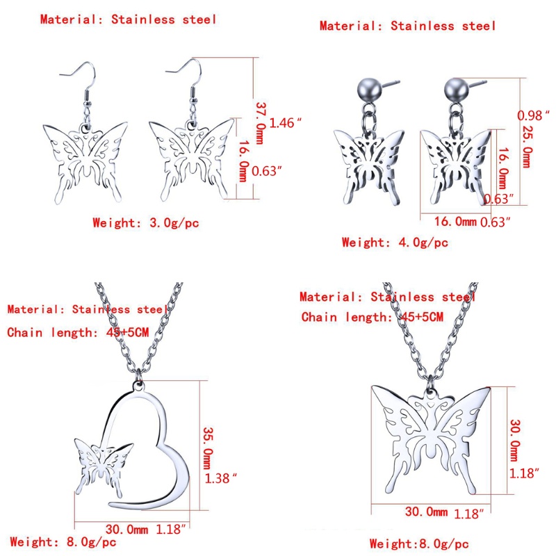 Siy Kalung Rantai Liontin Kupukupu Bahan Stainless Steel Gaya Punk Untuk Priawanita