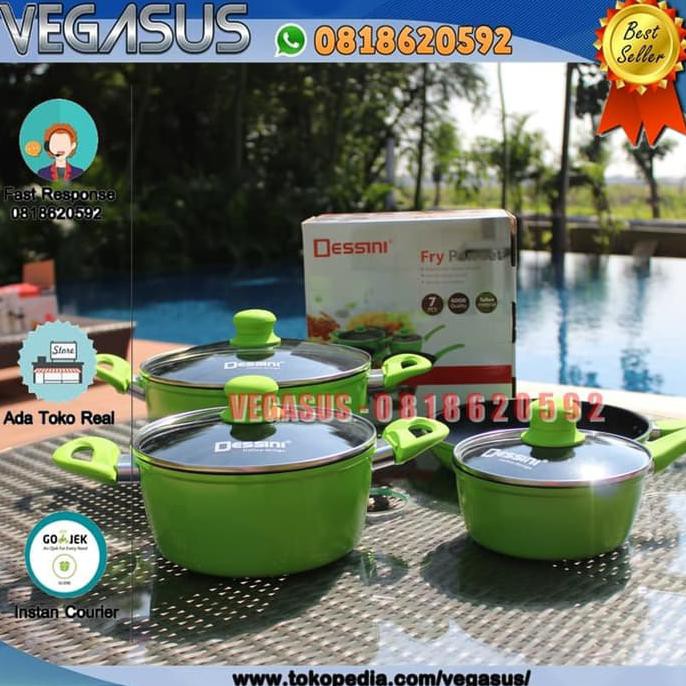 Sale - VGs. PANCI SET DESSINI FRY PAN 7 PCS - Panci Anti Lengket Murah - Teflon Pink