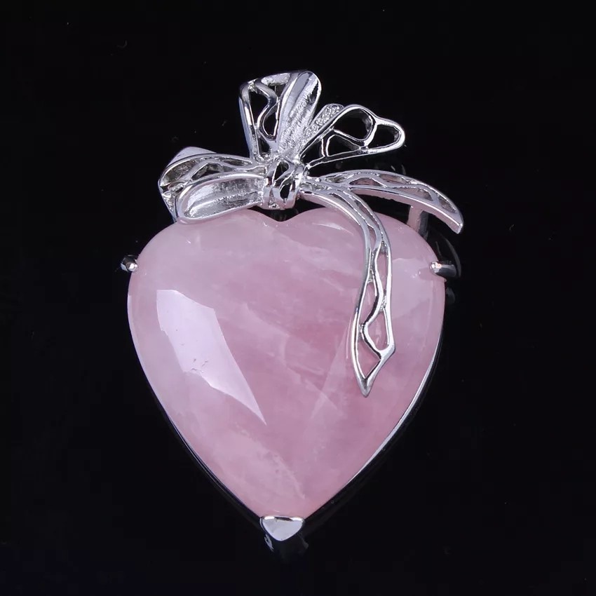 Rose Pink Natural Kalung Kristal Liontin Perhiasan