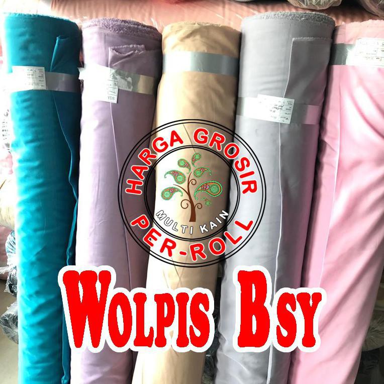 Kain Bahan kain Wolpis wolfis woolpeach wolpeach wolvis Bsy Polos Grosir 1 Roll 100 Yard