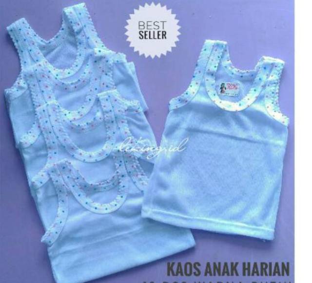 Kaos dalam anak 0-8 tahun putih tutul MERK KIKI / kaos singlet anak merk KIKI putih tutul