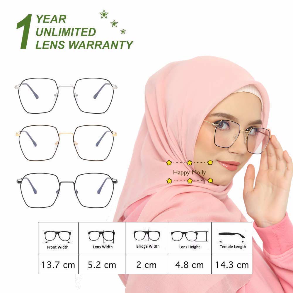 Kacamata Anti Radiasi Blue Ray Lens (Design Korea) Pria dan Wanita Hijab - HM8039 ( Group ) FREE Kotak Kacamata