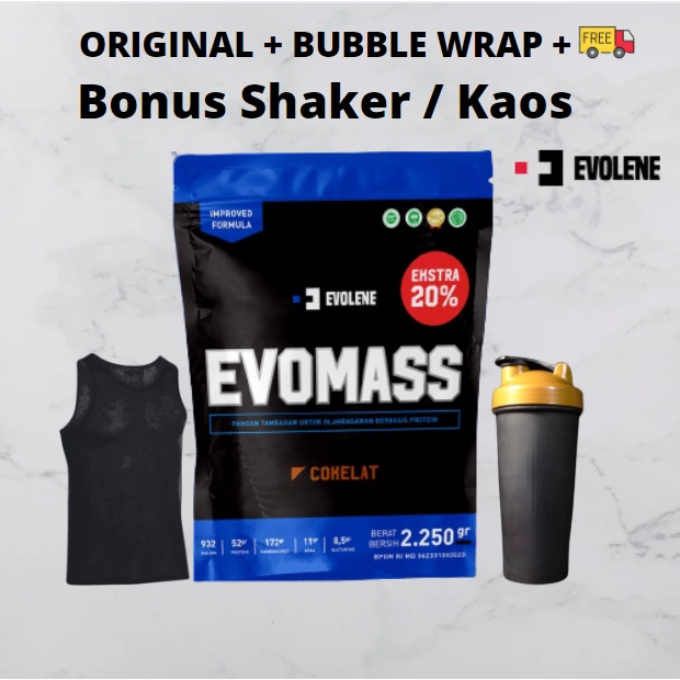 EVOMASS 2.25KG / 5 LBS EVOLENE ORIGINAL SUSU PROTEIN GAINER BPOM HALAL EVO MASS MAS VANILA VANILLA ICE CREAM GAINER PENAMBAH BERAT BADAN PENGGEMUK COKLAT HAZELNUT EVOLEN EVOLIN