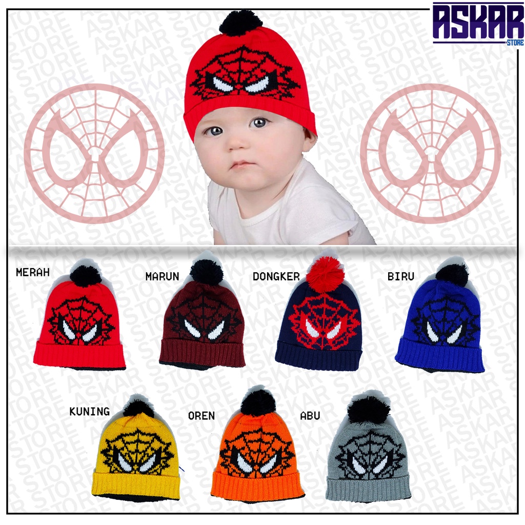 Kupluk Topi Bayi Anak Laki Laki Model Spiderman Lucu Keren Usia 4 Bulan - 1,5 Tahun