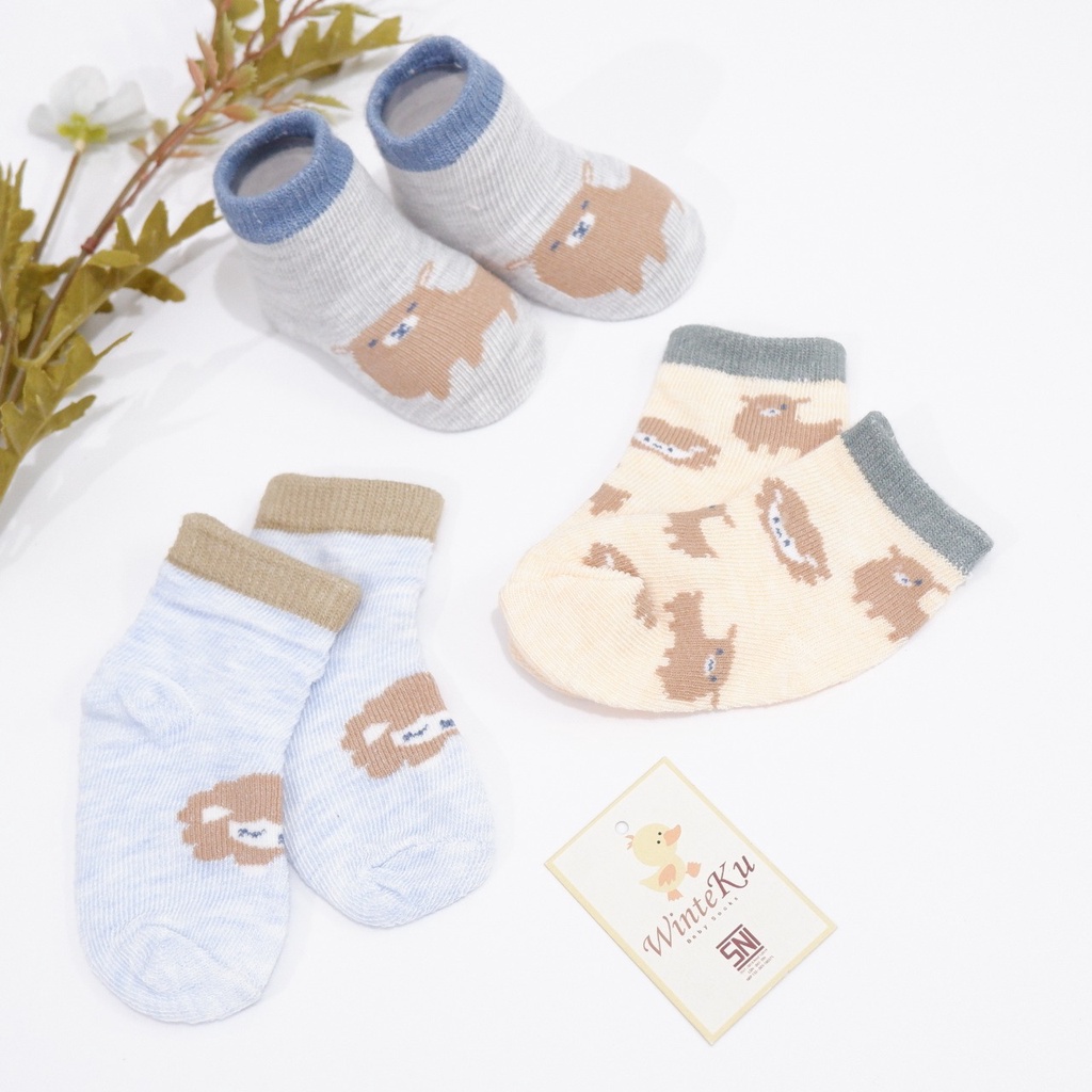 Kaos Kaki BOY New Born isi 3pcs Winteku Animal's - Boy