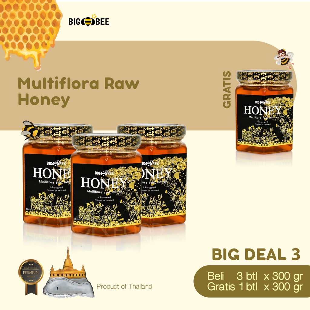 

BIG DEAL 3 BIGBEE RAW HONEY 300 GR GRATIS 1 BIGBEE RAW HONEY 300 GR