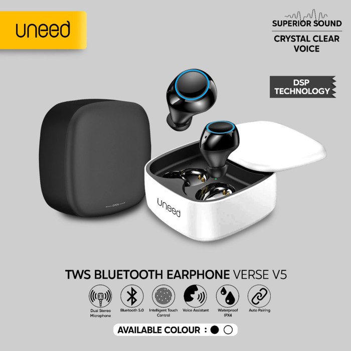 Uneed Tws Bluetooth 5.0 Earphone With Dsp Hd - Uep302 - Putih