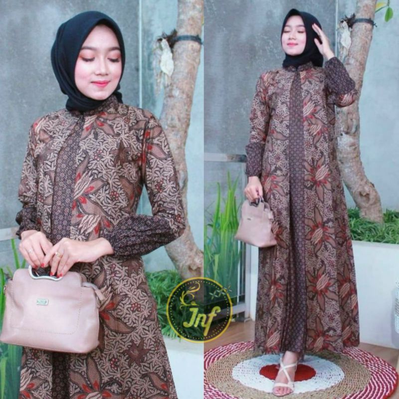 Ms Gamis Batik Fashion Sriwedari Maxi Bumil/busui Busana Muslim Termurah Shopee