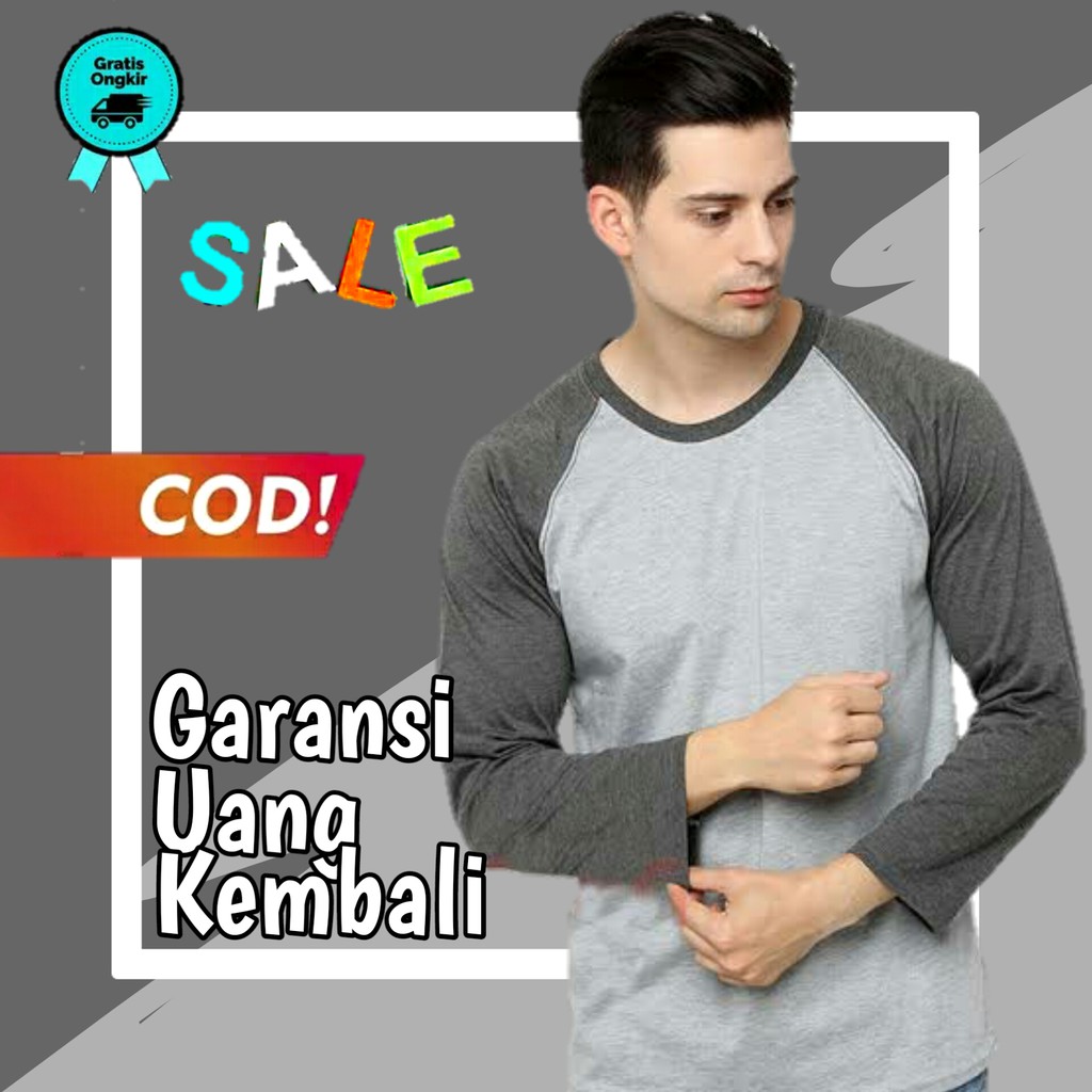 kaos raglan pria kaos lengan panjang pria kaos pria keren kaos polos pria lengan panjang KE123