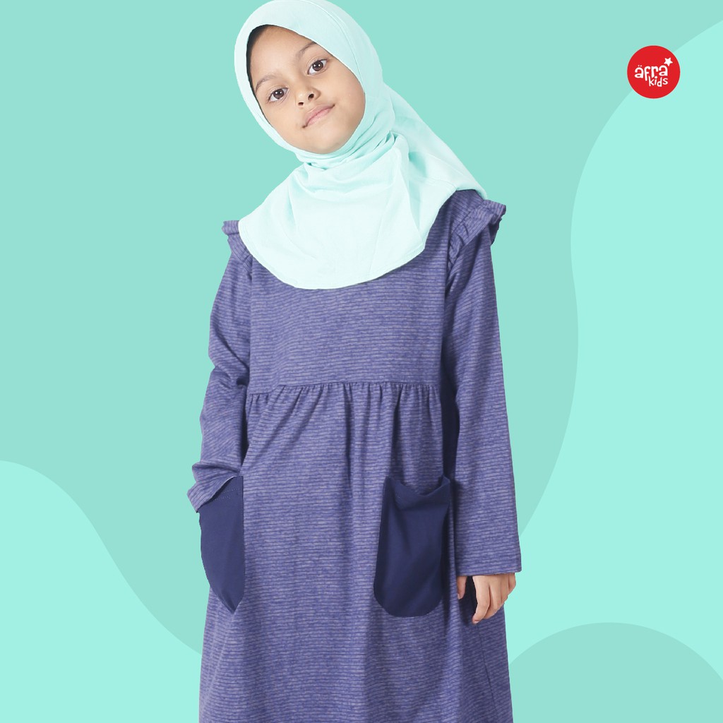 Gamis Anak Afrakids AFRA - GA002 Navy - Baju Muslim Anak Perempuan