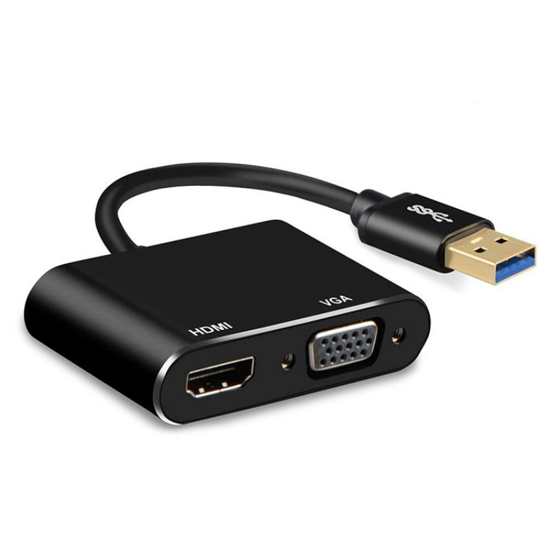 Kabel Converter Adapter USB 3.0/2.0 To HDMI/VGA 2 in 1 1080p