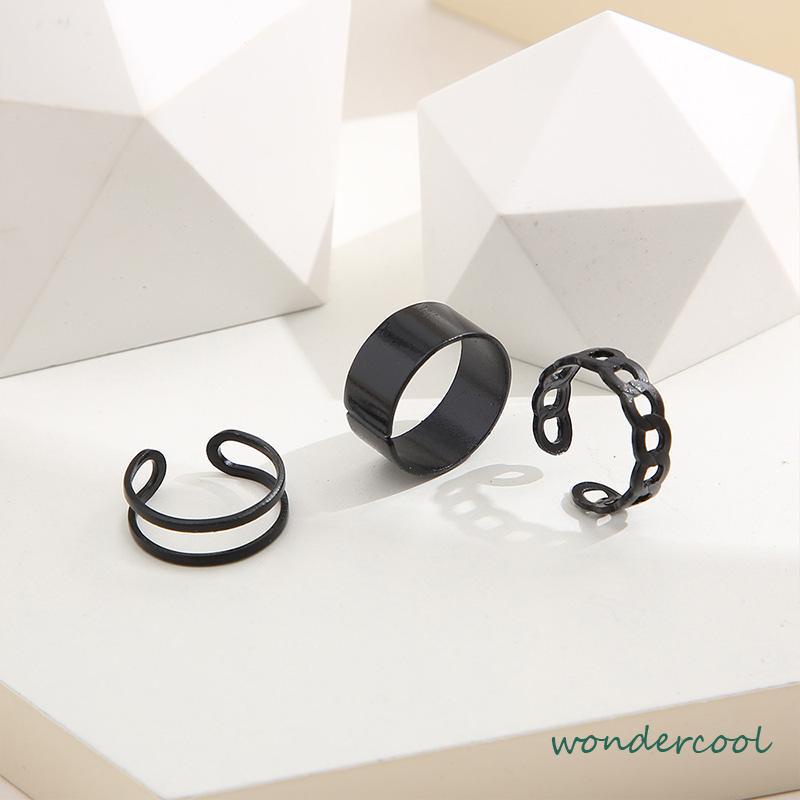 3pcs Set Cincin Jari Knuckle Gaya Vintage Punk Korea Untuk Pria Dan Cincin Wanita -Won