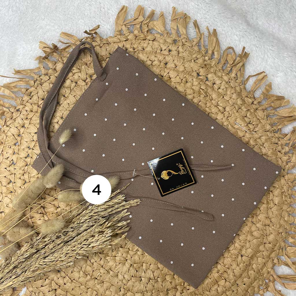 Bugis Hijab - Bergo Maryam Motif Polkadot - Ukuran L - Bergo Instan-4. Mocca