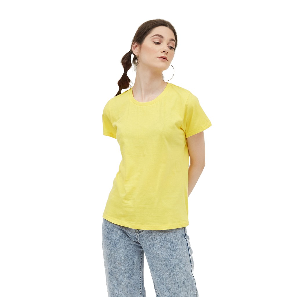 Vanmarvell Kaos Oblong Cewek Polos - Kuning