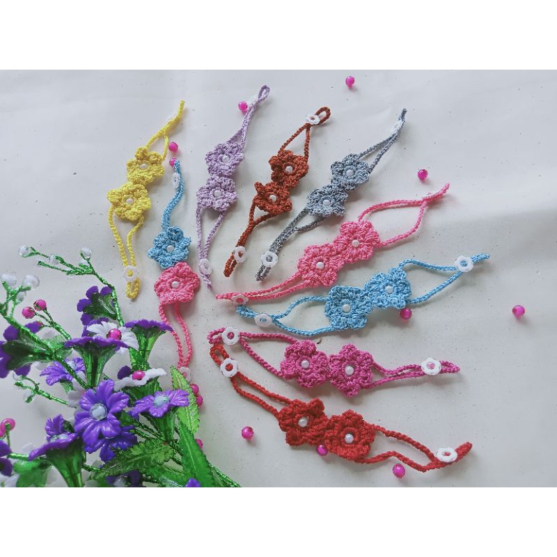 konektor masker rajut lucu/konektor masker bunga