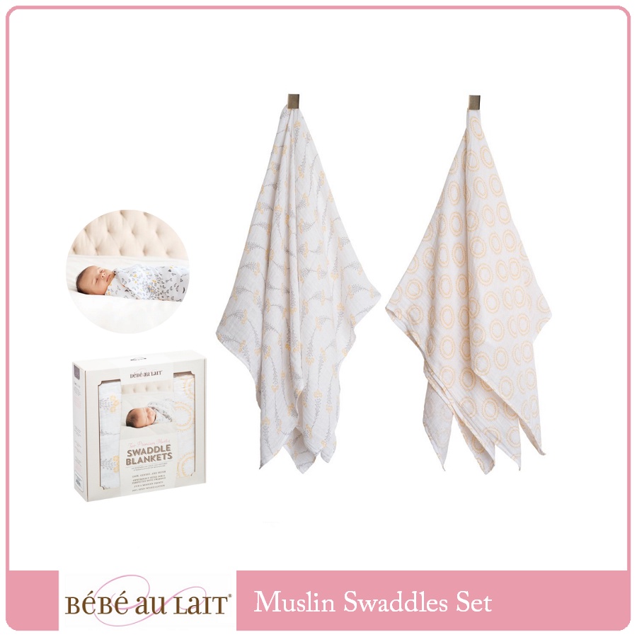 Bebe au Lait Muslin Swaddles Set | Selimut dan Bedong