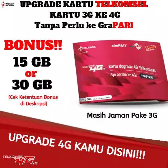 KARTU UPGRADE 4G TELKOMSEL / KARTU OTA / KARTU MIGRASI KHUSUS DARI 3G KE 4G KARTU UPGRED