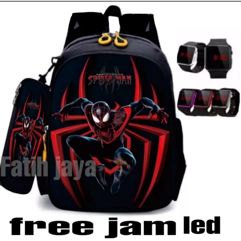 tas anak Spiderman - tas anak laki - ransel sekolah anak laki - tas anak cowok - tas sekolah anak laki (BONUS JAM LED)