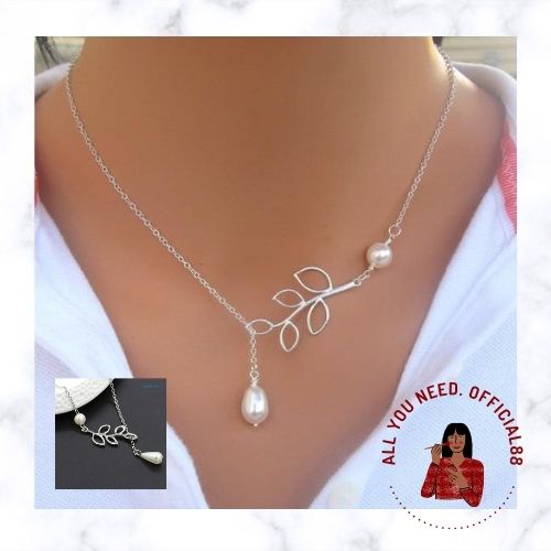 ✿AYN✿  KALUNG DAUN MUTIARA FA112 KALUNG WANITA AKSESORIS LUCU KEKINIAN