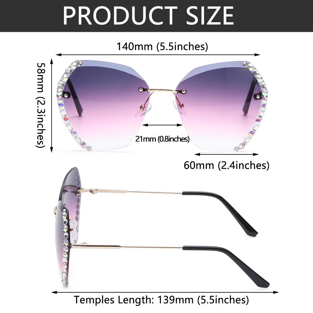 R-flower Rimless Sunglasses Musim Panas UV400 Shades Sun Glasses