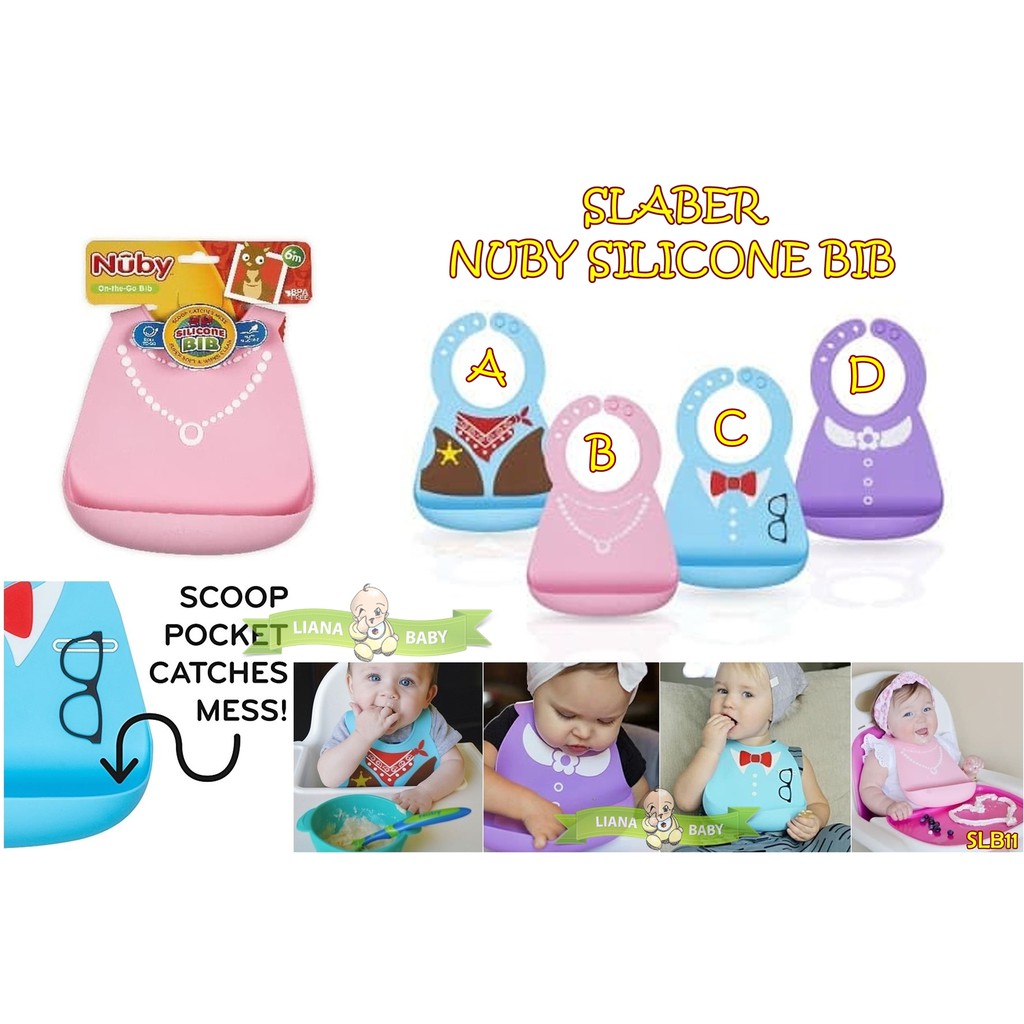 SLB11 SLABER NUBY SILICONE BIB TATAKAN MAKAN ANAK