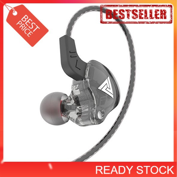 QKZ HiFi Earphone Bass Dynamic Driver with Mic Headset Headphone QKZ-AK6 Ak2  In-Ear Heavy Bass  Hitam