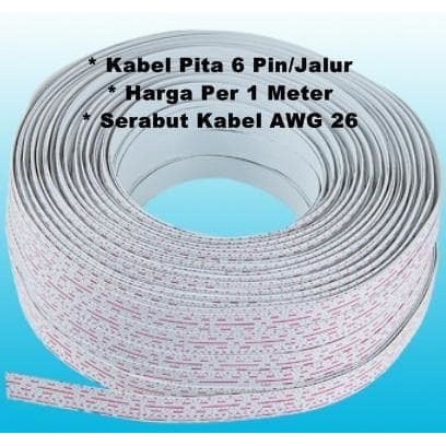 Kabel 6 jalur AWG26 Pipih Cable flat 6P 26AWG Pita