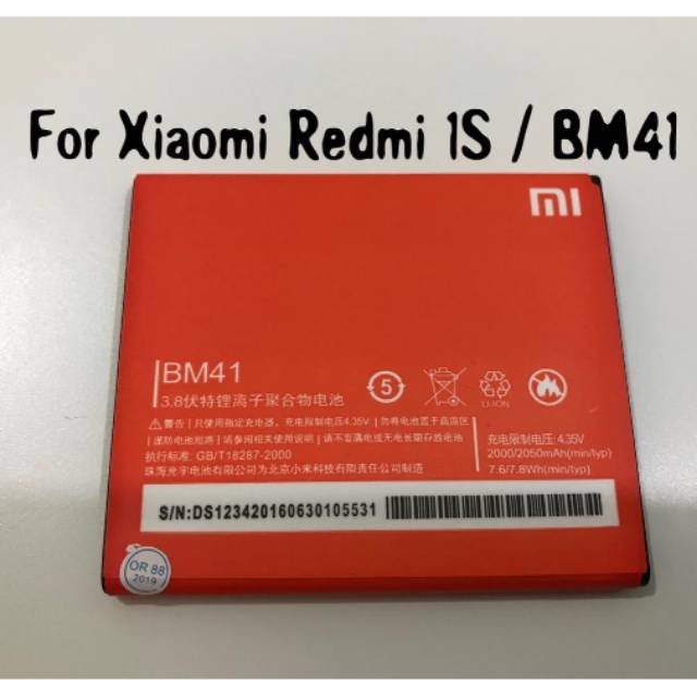 (TWS) Baterai Batre Battery Original Xiaomi Redmi 1S/ BM41