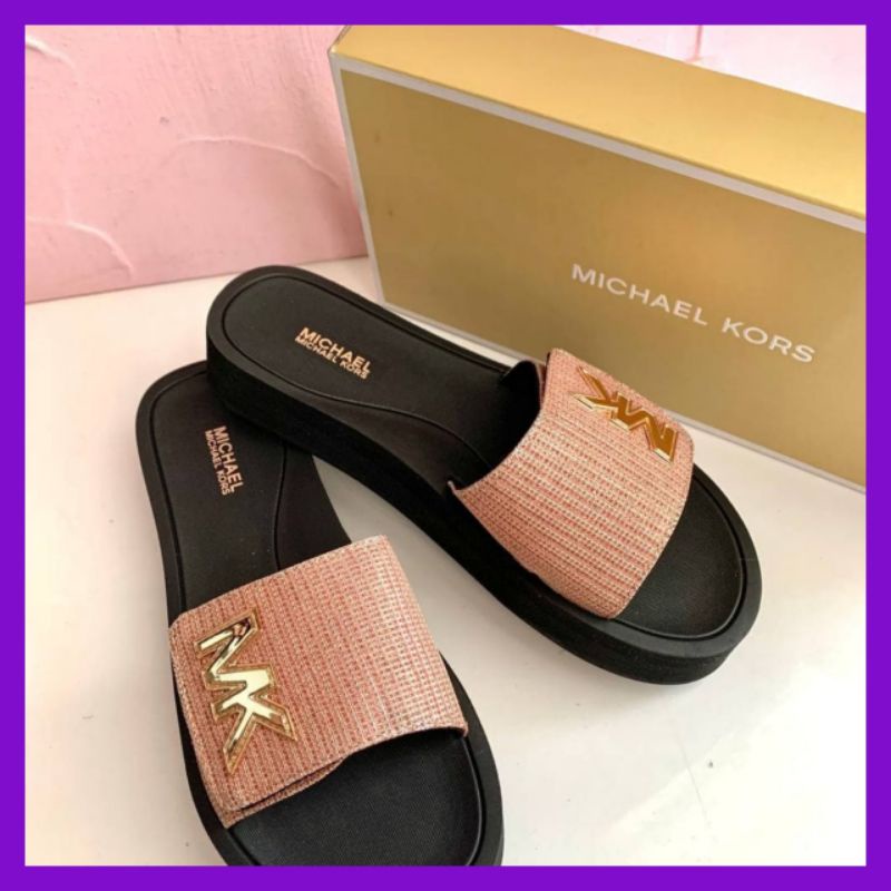 Jual Sandal Wanita Michael Kors MK Slide Sandal Color Black Pink. Branded Original