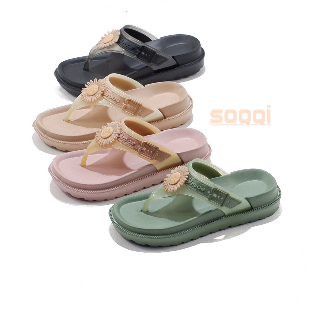 Sandal japit anak perempuan jelly import original sendal jepit karet anak-anak cewek gambar bunga branded irsoe 216 T - 216 K promo 24-35