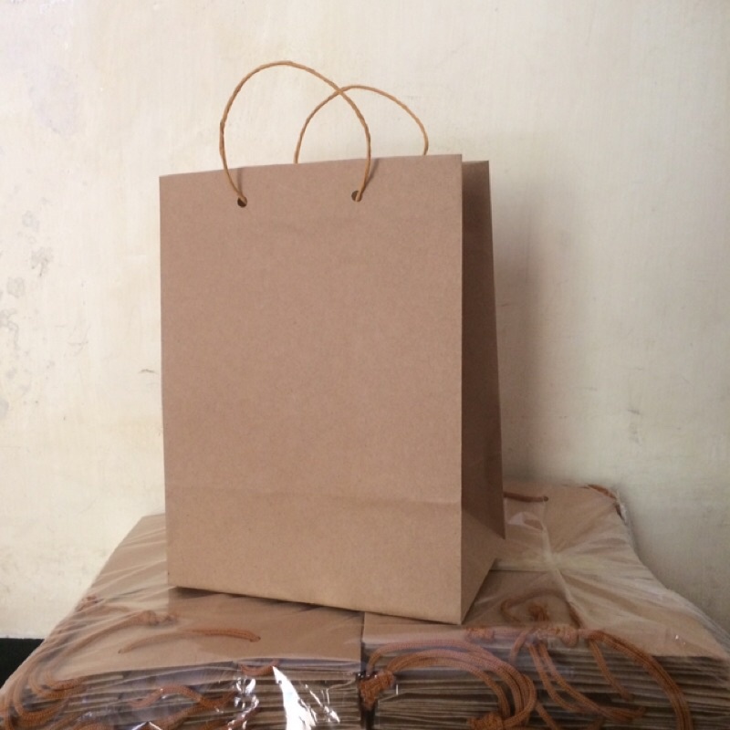 PAPER BAG COKLAT Polos ukuran 18x12x22 - paperbag coklat