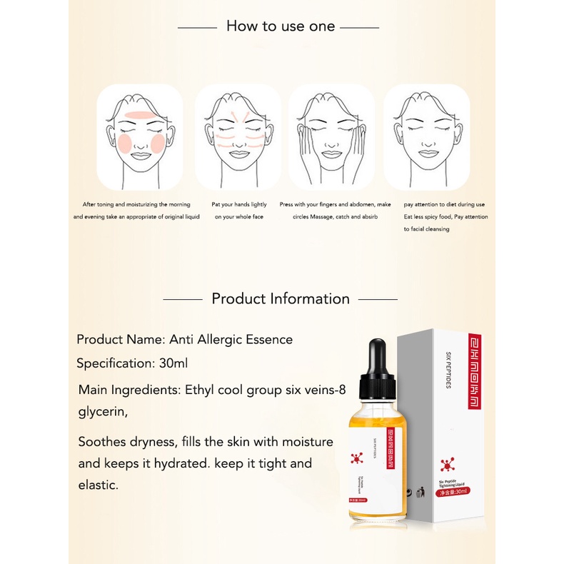 Simu Serum Six Peptide Anti-wrinkle Essence Lifting Firming Moisturizing Facial Essence 30ML Face Serum | Serum Wajah Acne | Brightening | Peeling | Midnight Serum BPOM | Skin Care Skincare