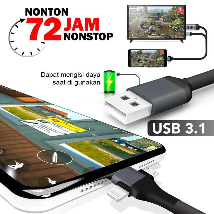 PX MHA-110U Kabel HDMI 3 in 1 Converter TV Micro / Type C / Lightning - Garansi Resmi PX