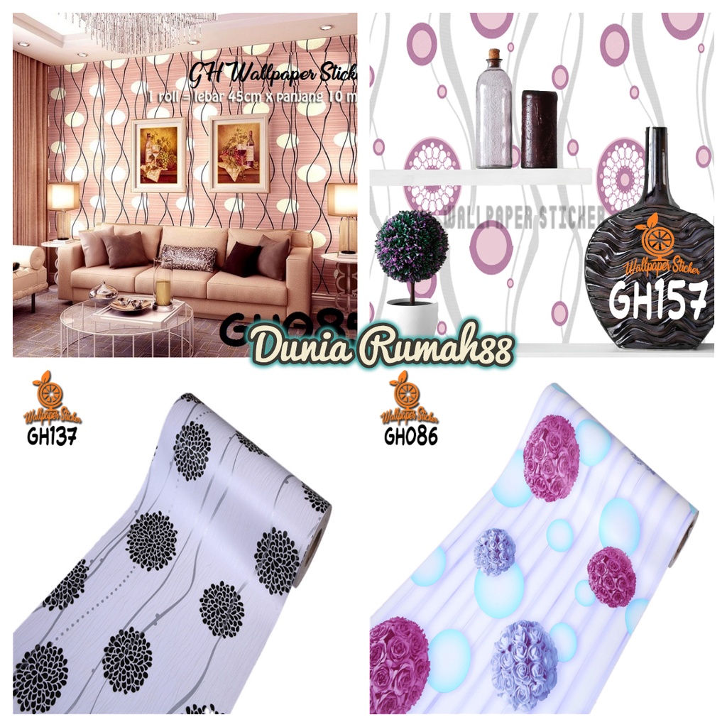 Wallpaper Dinding GH Ukuran 45cm x 8m Motif Polkadot