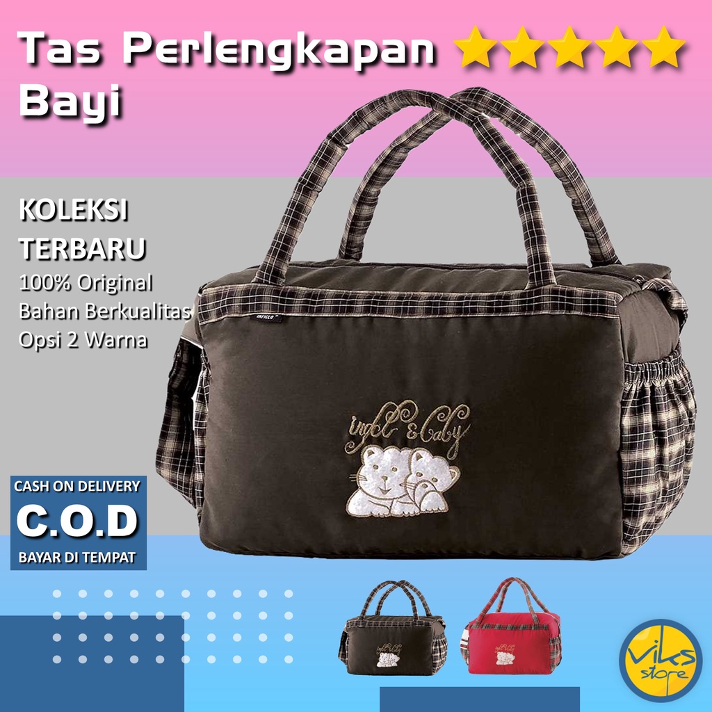 Tas Perlengkapan Bayi Baby / Baby Ukuran Size Bag Besar Motif Coklat Merah Inficlo Premium