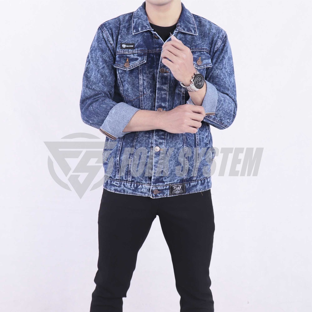 Jaket jeans denim pria folksystem