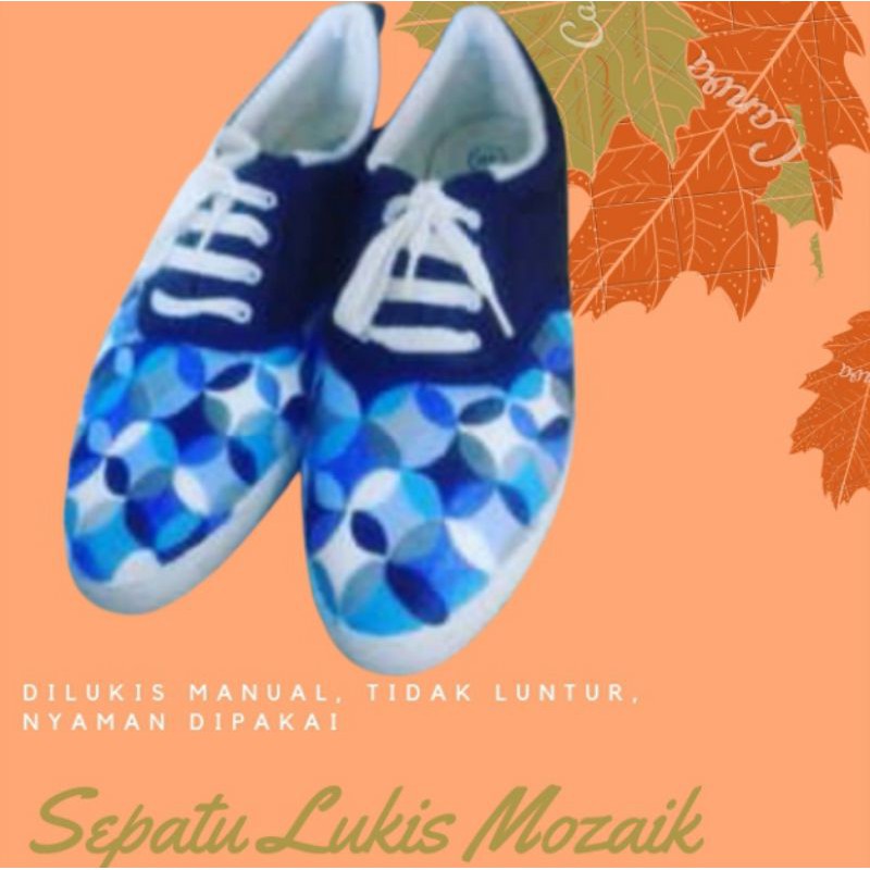 Sepatu Lukis Mozaik Biru by De Widji