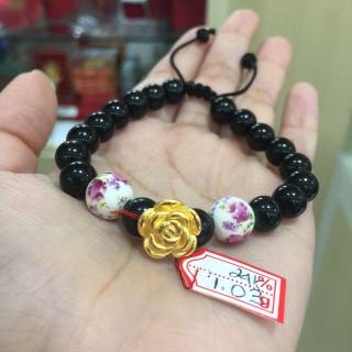  gelang  kristal mawar  emas  asli 24k hongkong Shopee Indonesia