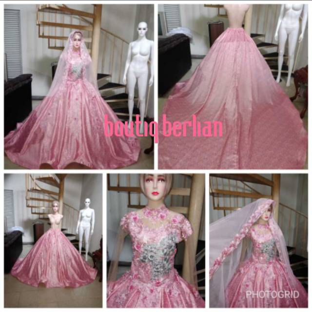 Gaun pengantin ekor/ baju pengantin ekor / gaun prewedding