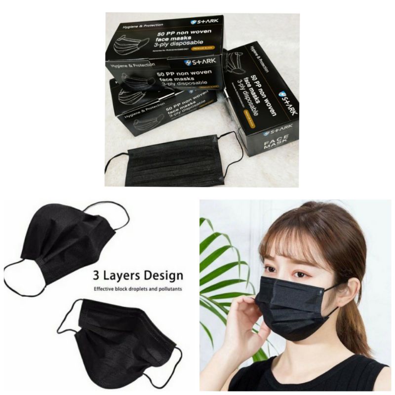 Cod Masker Hitam Merk S Ark 50pcs Kemenkes Masker Earloop Masker 3 Ply Masker Hitam Shopee Indonesia