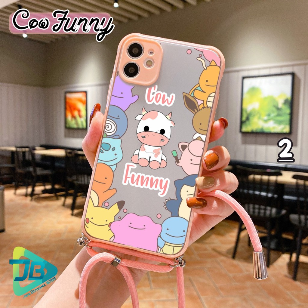 Softcase Slingcase Lanyard Choice COW FUNNY Oppo A53 A59 F1s F5 F11 Reno 2f A91 3 4 4f Pro JB4180