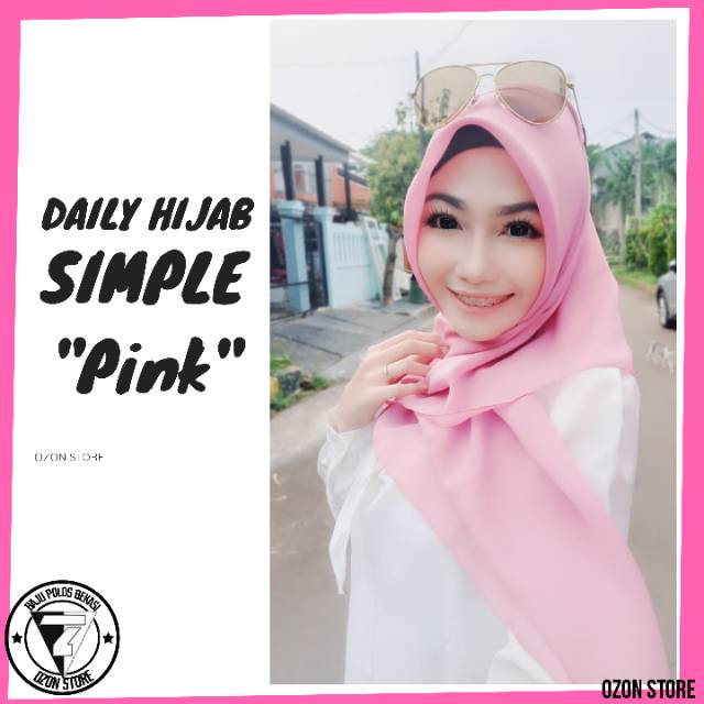 Kerudung Segi Empat Bella Square Hijab Jilbab Polycotton Daily Hijab Simple - PINK