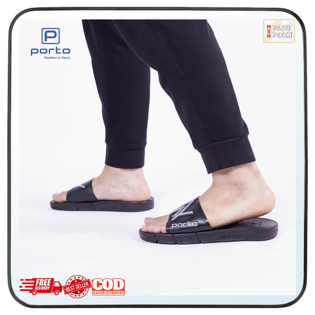 Sandal kasual pria model selop terbaru ori porto 1015m ukuran 39-44 bisa cod