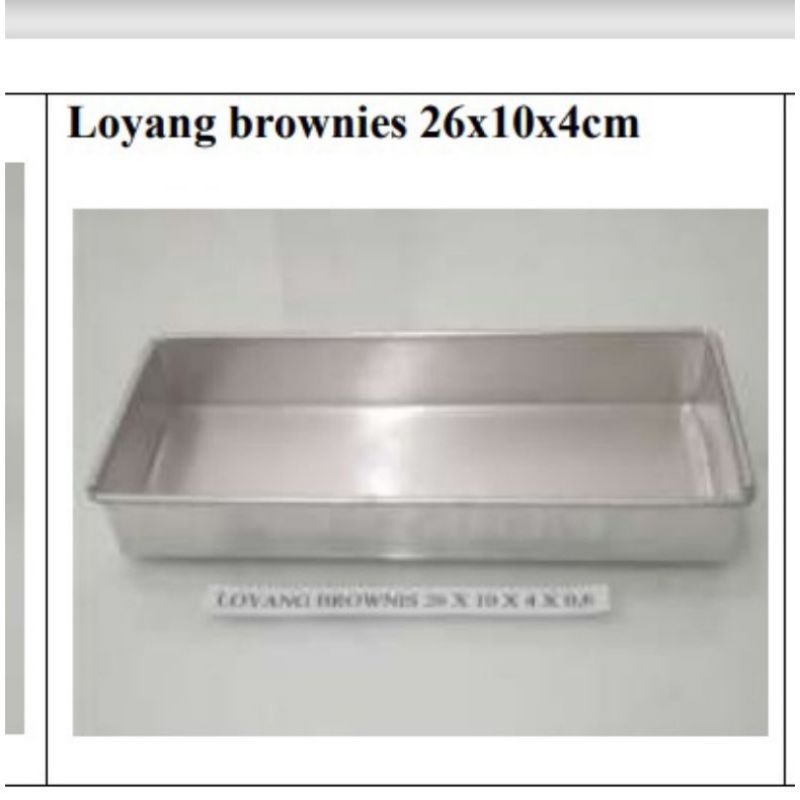 loyang brownis 26x10x4 tebal 0.4