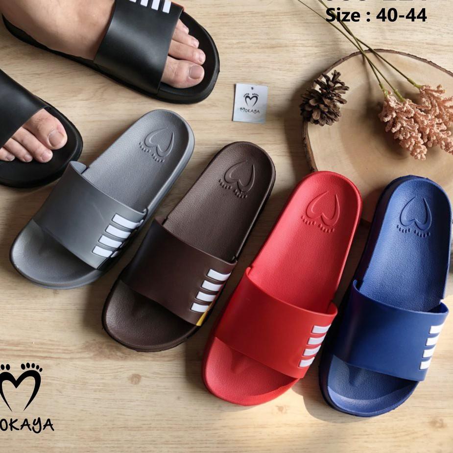 [❤️TERMURAH✔️] Sandal Slop Cowok Garis2 Import Mokaya/ Sz 40-44 (088-221)