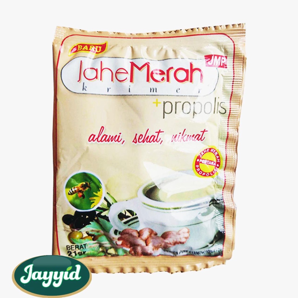 

JMP Jahe Merah Propolis Dan creamer 1 Renceng Isi 10 Sahcet Hidayah