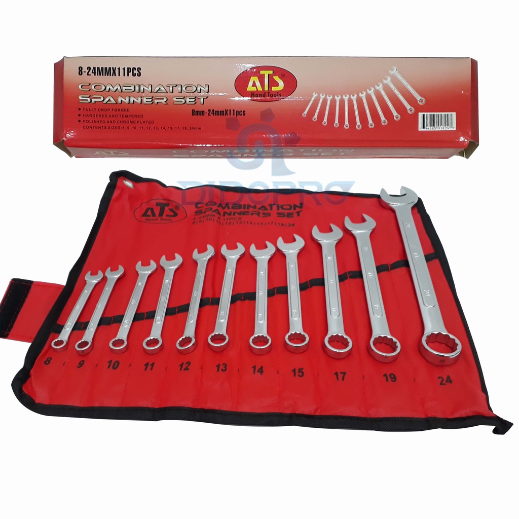 Kunci Ring Pas Set ATS 8-24mm 11 pcs untuk Bengkel / Combination Wrench Spanner Set 11 pc