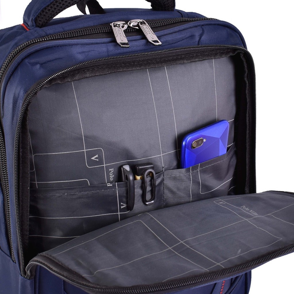 (RF) Tas MultiFungsi Polo Villa 14079 Tas Sekolah Laptop Kerja  (Free Rain Cover+Extension USB)